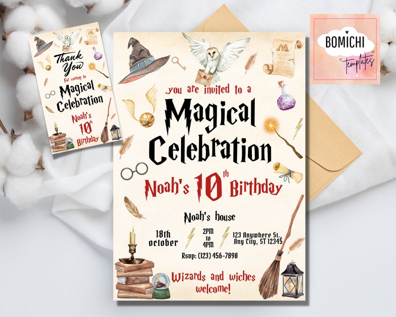 Wizard Birthday Invitation, Wizard Party Invitation, Witches and Wizard Invitation, Magical Invitation, Magical Birthday Party Invitations image 5