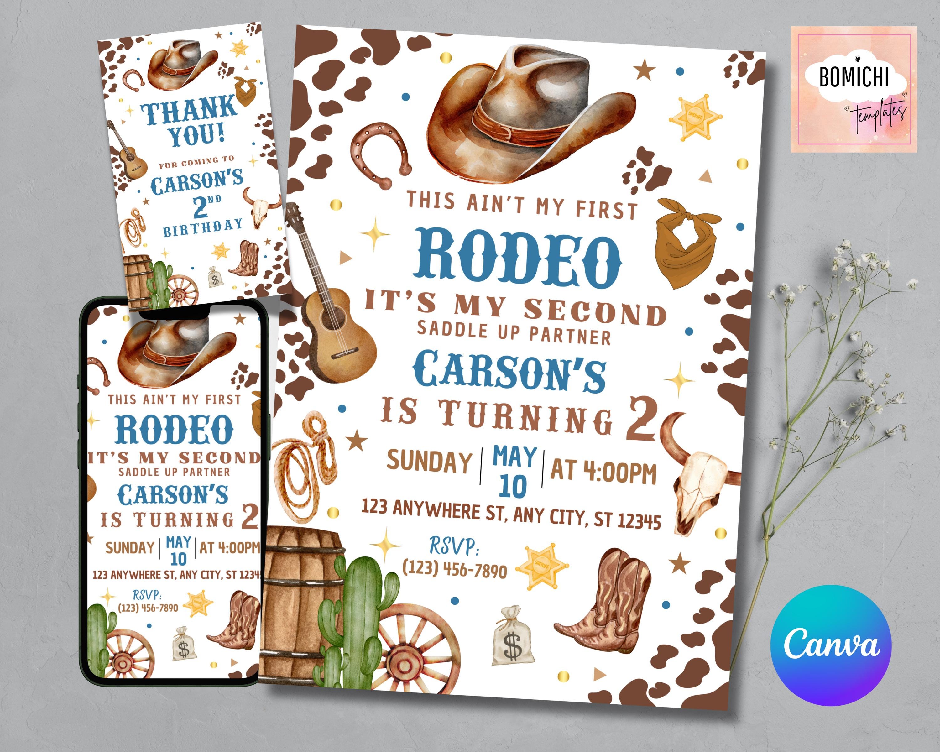 Editable Second Rodeo Birthday Invitation, Cowboy Theme (digital) - Etsy