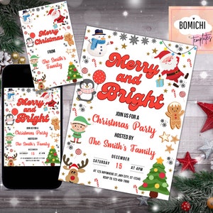 Editable Merry & Bright Christmas Party Invitation (PDF)