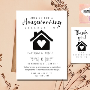 Housewarming Invite, Editable Housewarming Invitation, Printable Home Sweet Home Card, FRRE thank you tag, INSTANT DOWNLOAD image 7