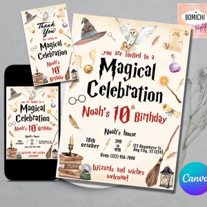 Wizard Birthday Invitation, Wizard Party Invitation, Witches and Wizard Invitation, Magical Invitation, Magical Birthday Party Invitations image 1