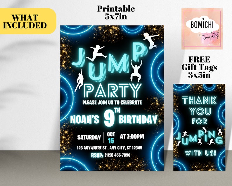 EDITABLE Jump Party Invitation, Trampoline Park Birthday Invitation, Trampoline Invitation, Jump