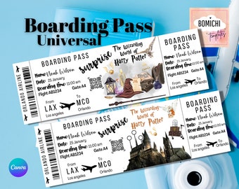 Editable Wizarding World Boarding Pass, Orlando Trip Ticket (Digital)