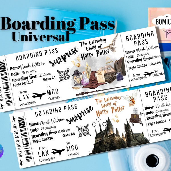 Editable The wizarding world park ticket template, editable universal Ticket park template, park theme template, Orlando park ticket gift