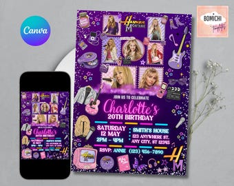 Hannah Montana Birthday Invitation Editable Printable