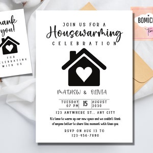 Housewarming Invite, Editable Housewarming Invitation, Printable Home Sweet Home Card, FRRE thank you tag, INSTANT DOWNLOAD image 4