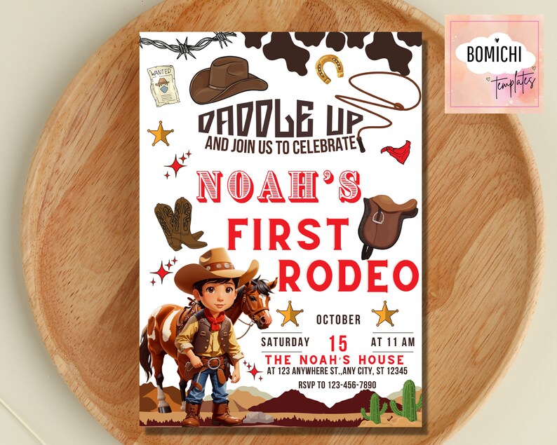 Editable My First Rodeo Invitation, Cowboy Birthday (PDF) - Etsy Canada