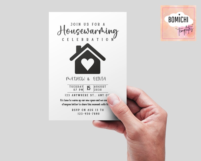 Housewarming Invite, Editable Housewarming Invitation, Printable Home Sweet Home Card, FRRE thank you tag, INSTANT DOWNLOAD image 3