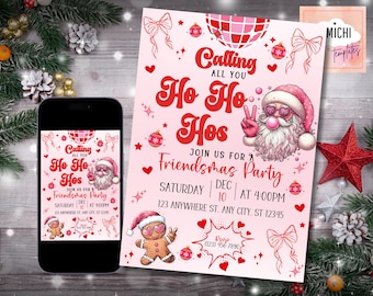 Divertente invito alla festa di Natale, Friendsmas, Ho Ho Hos, modello Canva