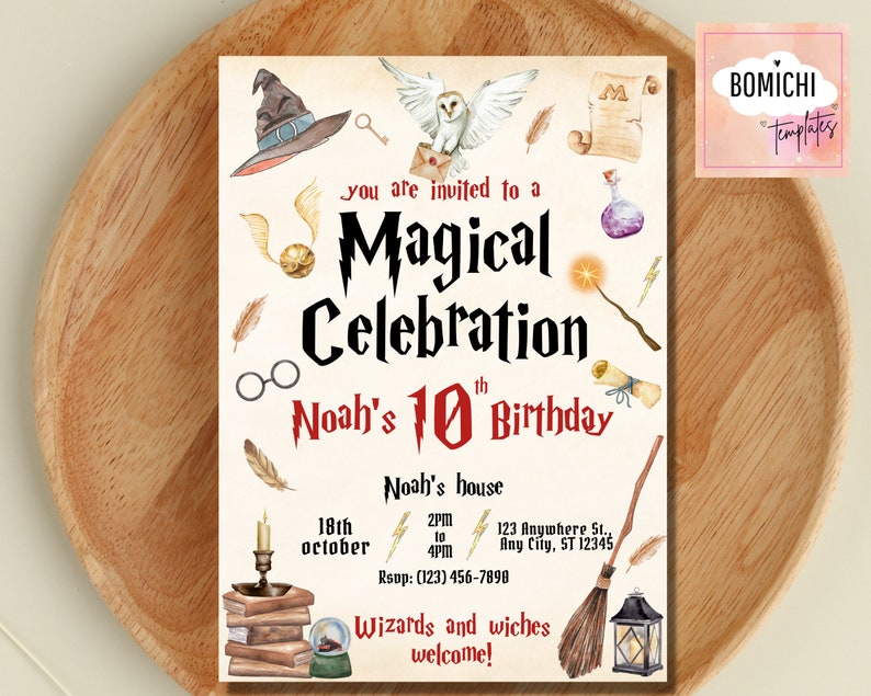 Wizard Birthday Invitation, Wizard Party Invitation, Witches and Wizard Invitation, Magical Invitation, Magical Birthday Party Invitations image 6