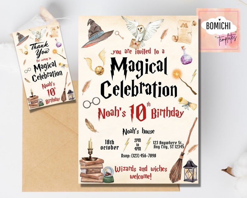 Wizard Birthday Invitation, Wizard Party Invitation, Witches and Wizard Invitation, Magical Invitation, Magical Birthday Party Invitations image 7