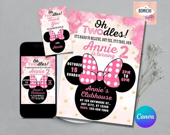 Oh Twodles 2.Geburtstagseinladung, Mädchen einladen (Instant Download)
