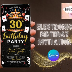 Convite editável de aniversário do cassino. Convite de aniversário de pôquer. Convite para noite de cassino. Festa de aposentadoria do cassino. Cartas de jogo Ace. Festa de pôquer