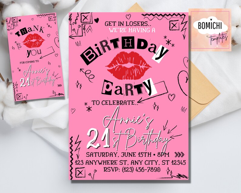 Meangirls Inspired Birthday Party Invitation, Girl's Night Invitation, Girl Birthday Party, Girl