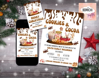 Cookies and Cocoa Christmas Invitation, Holiday Party (Digital Download)