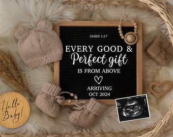 Digital Pregnancy Announcement, Gender Neutral Announcement, Editable Letter Board Pregnancy Announcement, Boho Pregnancy Announcement