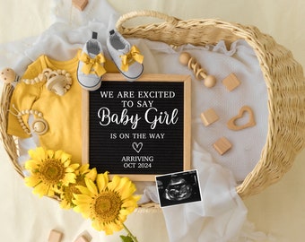 It's a Girl Pregnancy Announcement, Letter Board, Social Media (Digital)