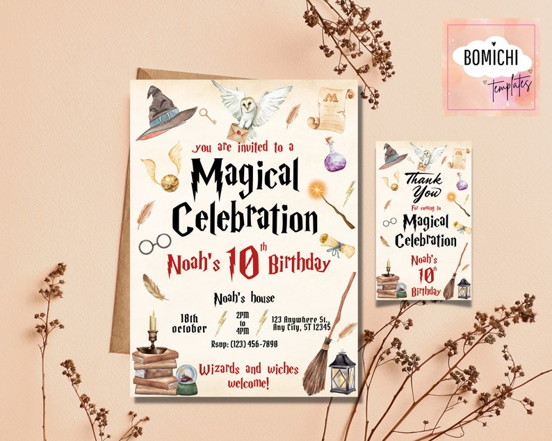 Wizard Birthday Invitation, Wizard Party Invitation, Witches and Wizard Invitation, Magical Invitation, Magical Birthday Party Invitations image 8