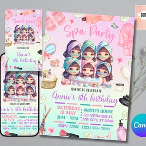 Spa Party Birthday Invitation, Pamper Party Birthday Invite, Spa Day, Glam Party Birthday, Any Age Birthday Party Invite, Printable