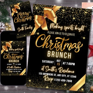 Christmas Brunch Invitation Template, Let&#39;s Brunch Invitation, Christmas Party Invitation, FREE Merry Christmas Tag