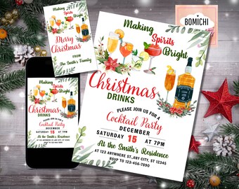 Modello modificabile di invito al cocktail party di Natale (PDF/JPEG)