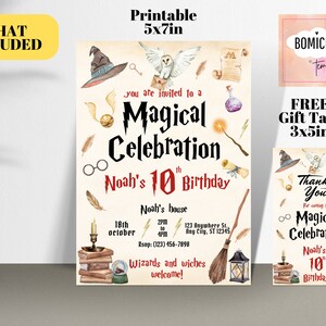 Wizard Birthday Invitation, Wizard Party Invitation, Witches and Wizard Invitation, Magical Invitation, Magical Birthday Party Invitations image 2