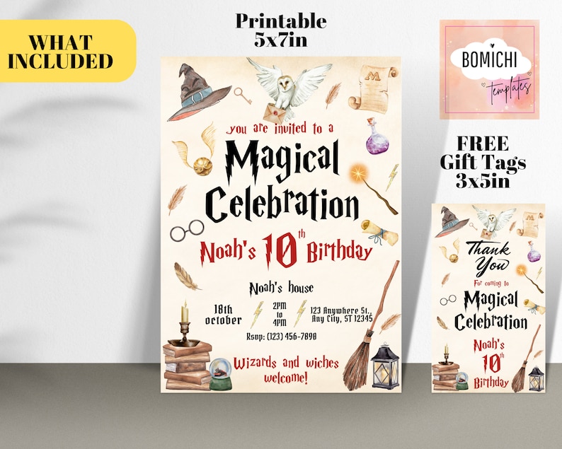 Wizard Birthday Invitation, Wizard Party Invitation, Witches and Wizard Invitation, Magical Invitation, Magical Birthday Party Invitations image 2