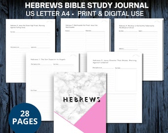 Hebrews Bible Study Journal, Books of the Bible, Holy Bible Template, Bible Reading Log, Bible Journaling Kit, New Testament Study Book