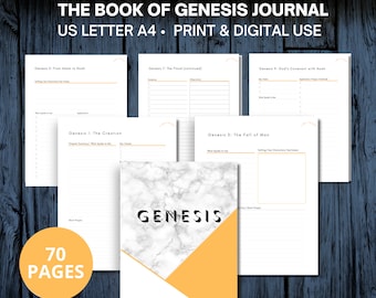 Book of Genesis Bible Study Journal, Bible Study Guide, Church Group Study, Sunday School, Gratitude Journal, Books of the Bible Tracker