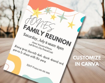 Family Reunion Invitation Template, Mobile Phone Evite, Summer Family Party, Minimalist Design, Printable or Digital, Family BBQ Invite