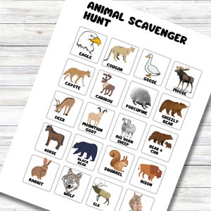 Wild Animal Scavenger Hunt, Mountain Animals, Wildlife Photography, Kids and Teens Game, Nature Study, Camping Activity, Hiking Game