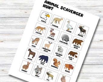 Wild Animal Scavenger Hunt, Mountain Animals, Wildlife Photography, Kids and Teens Game, Nature Study, Camping Activity, Hiking Game