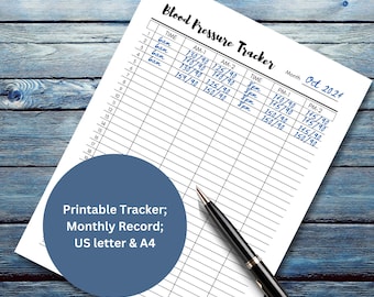 Blood Pressure Tracker, Blood Pressure Log, BP Monitoring, Daily Blood Pressure, Blood Pressure Chart, Health Planner, Medical Journal