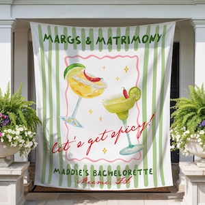 Margs & Matrimony Bachelorette Party Banner: Spicy Margarita Bridal Shower Decor