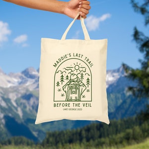 Last Trail Before The Veil Camp Bachelorette Party Favor Bags, Camping Tote Bag, Mountain Bridal Shower, Cabin Bachelorette, Bridesmaid Gift