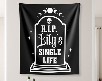 RIP Single Life Halloween Bachelorette Party Banner, Spooky Bachelorette Party Sign, Gothic Bridal Party Wall Tapestry,Custom Backdrop Decor