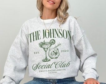 Luxury Bachelorette Merch, Charleston Bachelorette, Custom Name Crewneck Sweatshirt, Social Cocktail Club, Bridal Party Gifts, Wedding