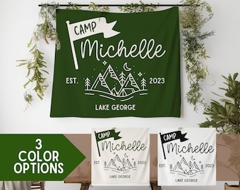 Camp Bachelorette Party Banner, Camping Bachelorette Party Sign,Glamping Wall Tapestry,Mountain Bridal Shower Custom Backdrop,Birthday Party
