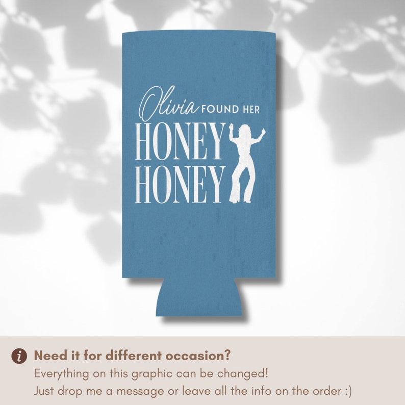 Her Honey Honey Party Favors, Disco Bachelorette Party, Dancing Queens Can Cooler, Mediterranean Theme Bridal Shower, Bridesmaid Koozies image 2