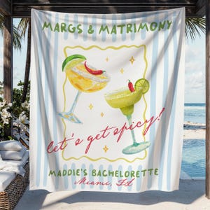 Margs and Matrimony Bachelorette Party Banner, Spicy Margarita Bach Backdrop, Cocktail Club Bridal Shower Party Sign, Bachelorette Decor