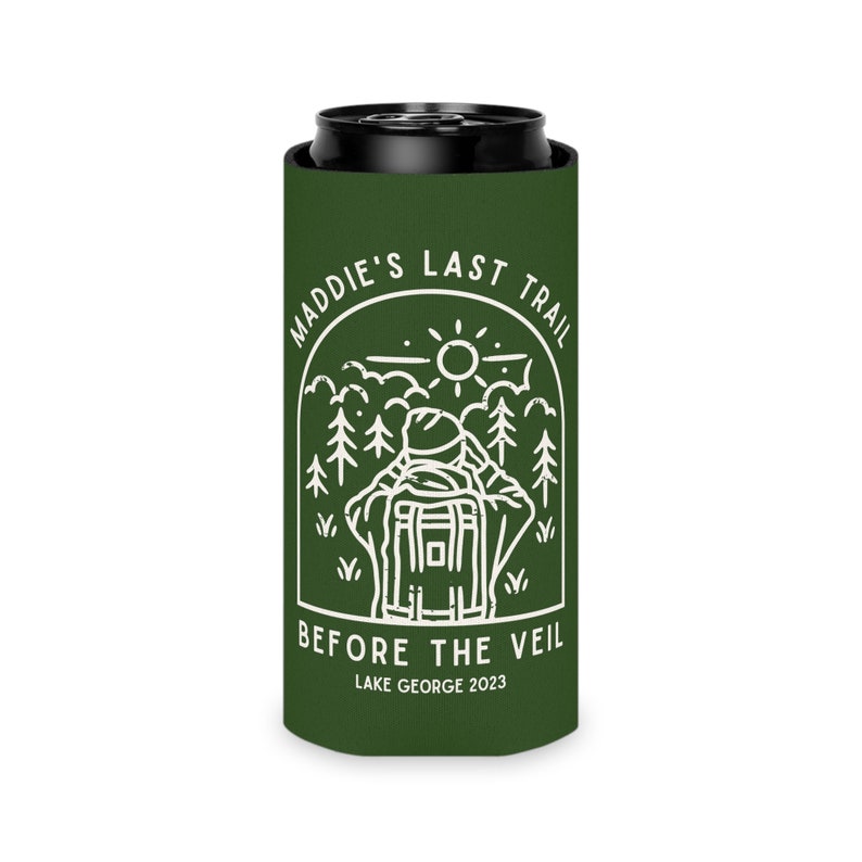 Brides Last Trail Camp Bachelorette Party, Camping Can Cooler, Hiking Bachelorette Party Favors, Mountain Bachelorette, Bridesmaid Cozies image 5