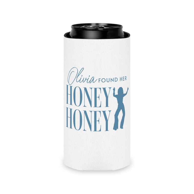 Her Honey Honey Party Favors, Disco Bachelorette Party, Dancing Queens Can Cooler, Mediterranean Theme Bridal Shower, Bridesmaid Koozies image 4