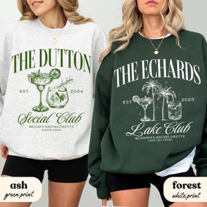 Luxury Bachelorette Merch, Charleston Bachelorette, Custom Name Crewneck Sweatshirt, Social Cocktail Club, Bridal Party Gifts, Wedding