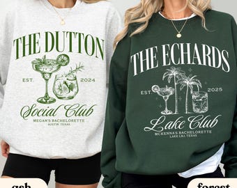 Luxury Bachelorette Merch, Charleston Bachelorette, Custom Name Crewneck Sweatshirt, Social Cocktail Club, Bridal Party Gifts, Wedding