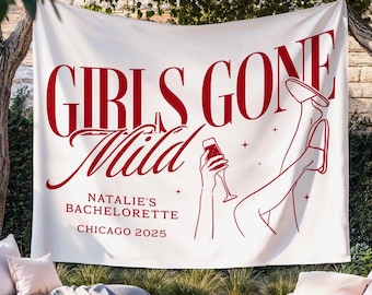 Girls Gone Mild Bachelorette Party Banner, Custom Tapestry, Wellness Bach Backdrop, Sleepover Bridal Shower Party Sign, Chill Slumber Decor