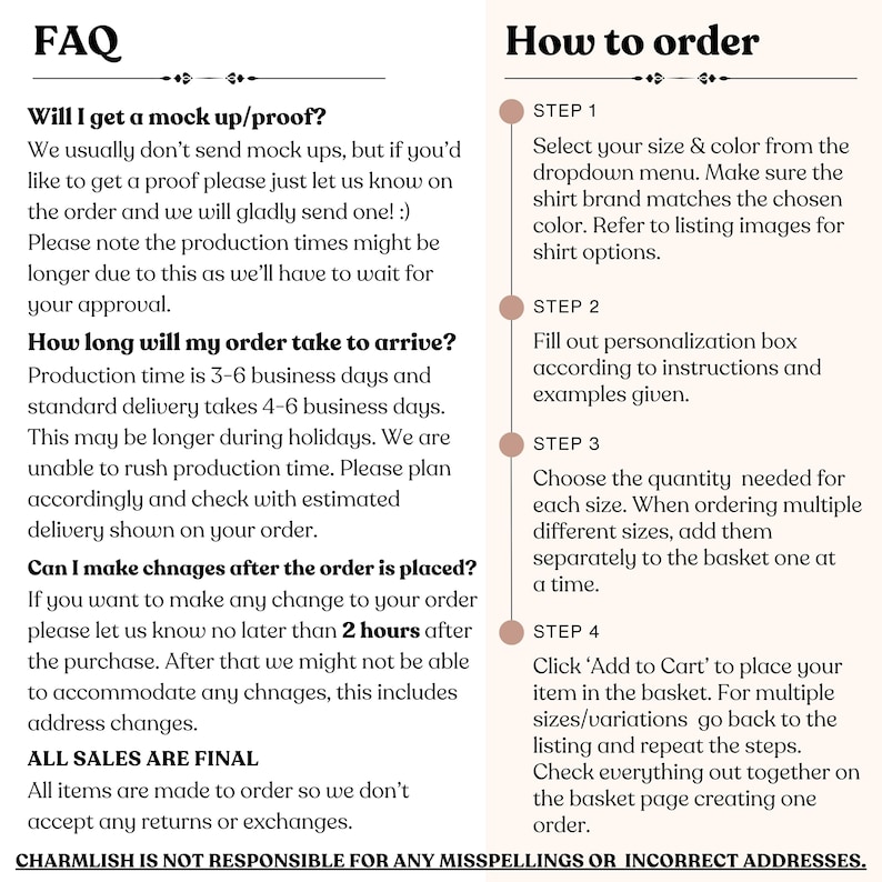 a paper with instructions on how to order