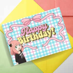 Anime Printable Birthday Card| Pink Birthday Greeting Card| Birthday Card| Funny Birthday Cards for Kids|