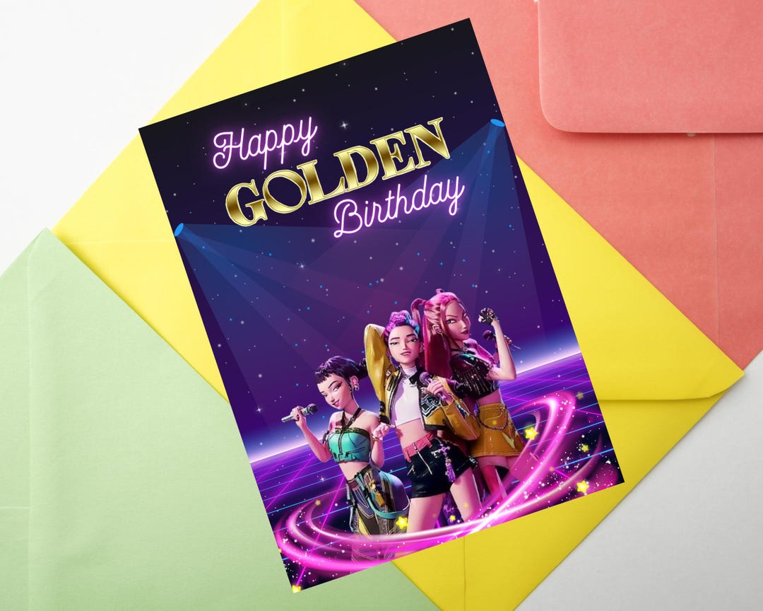 Personalised Kpop Demon Hunter Birthday Party Card,digital Party