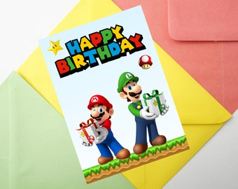 Carte de joyeux anniversaire imprimable | Carte de niveau supérieur | Carte imprimable pour les joueurs | carte frères | Jolie carte d'anniversaire de joueur