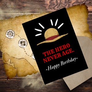 Printable Pirate Adventure Birthday Card| Inspired by the Thrilling World of Anime| Gift for anime fan| Birthday Card for Kids|Anime Card